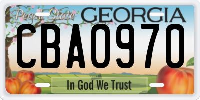 GA license plate CBA0970