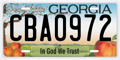GA license plate CBA0972