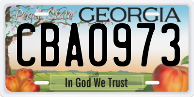 GA license plate CBA0973