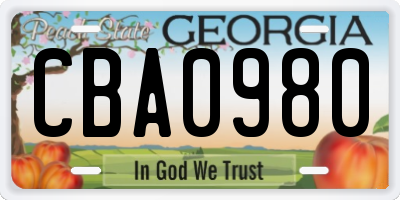 GA license plate CBA0980