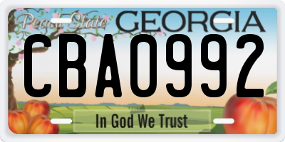 GA license plate CBA0992