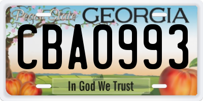 GA license plate CBA0993