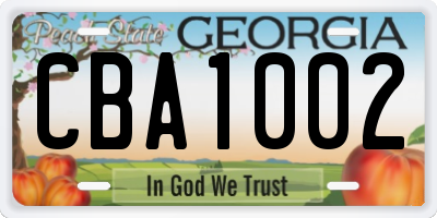 GA license plate CBA1002