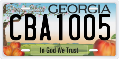 GA license plate CBA1005