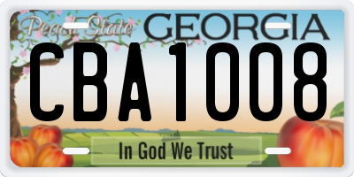 GA license plate CBA1008