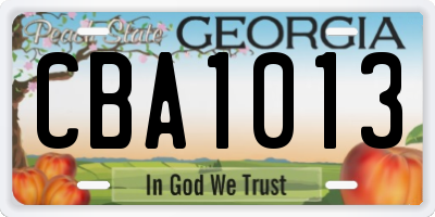 GA license plate CBA1013