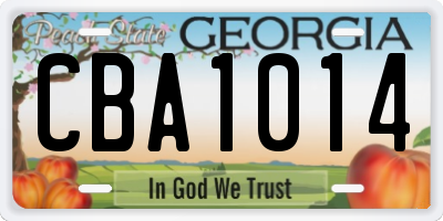 GA license plate CBA1014