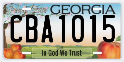 GA license plate CBA1015