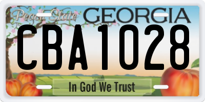 GA license plate CBA1028
