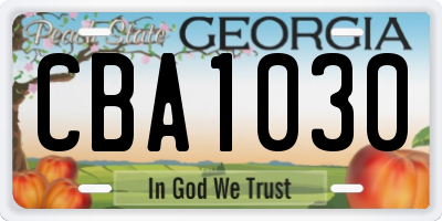 GA license plate CBA1030