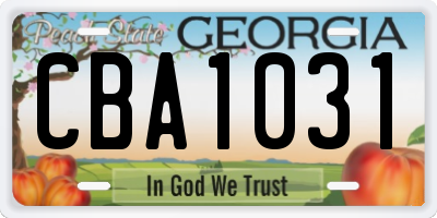 GA license plate CBA1031