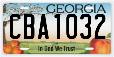 GA license plate CBA1032