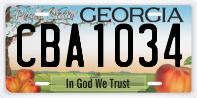 GA license plate CBA1034