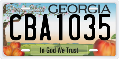 GA license plate CBA1035