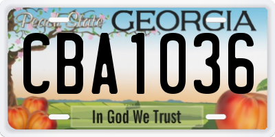 GA license plate CBA1036