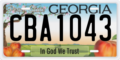 GA license plate CBA1043