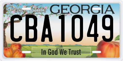 GA license plate CBA1049