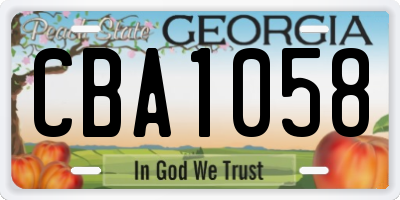 GA license plate CBA1058