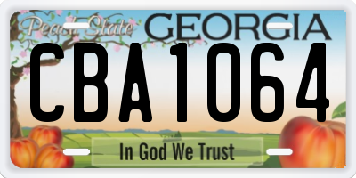 GA license plate CBA1064