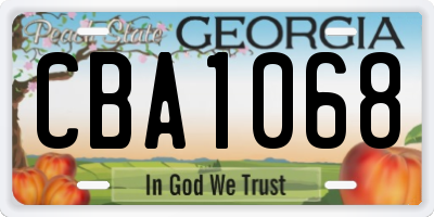 GA license plate CBA1068