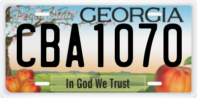 GA license plate CBA1070
