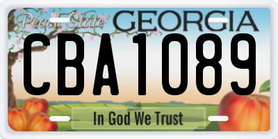 GA license plate CBA1089