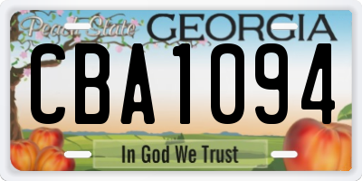 GA license plate CBA1094