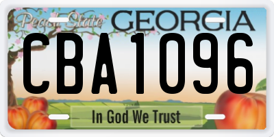 GA license plate CBA1096