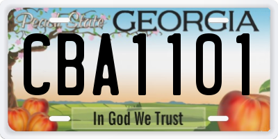 GA license plate CBA1101