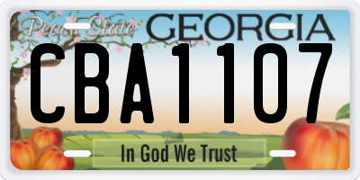 GA license plate CBA1107