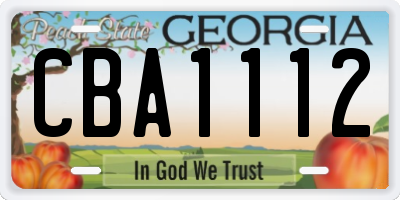 GA license plate CBA1112