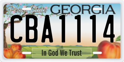 GA license plate CBA1114