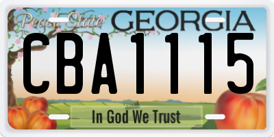 GA license plate CBA1115