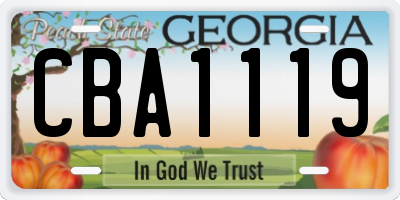 GA license plate CBA1119