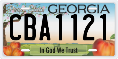 GA license plate CBA1121
