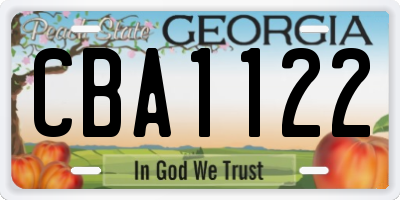 GA license plate CBA1122