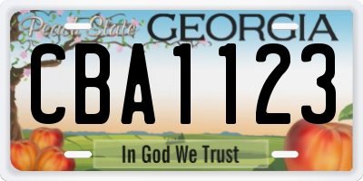 GA license plate CBA1123