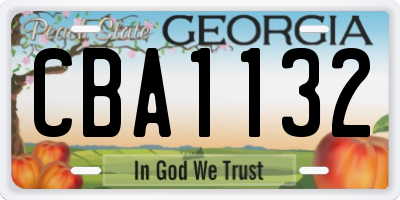 GA license plate CBA1132
