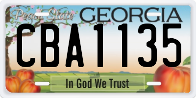 GA license plate CBA1135