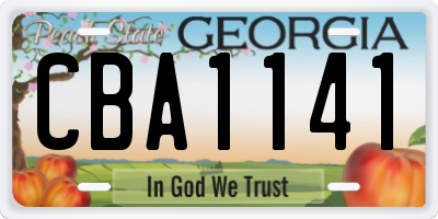 GA license plate CBA1141