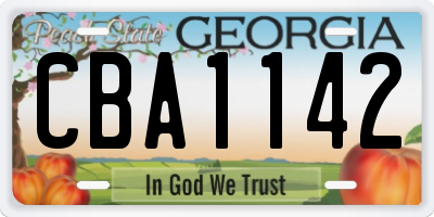 GA license plate CBA1142