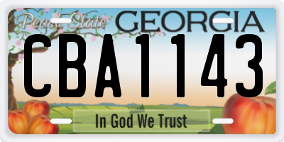 GA license plate CBA1143
