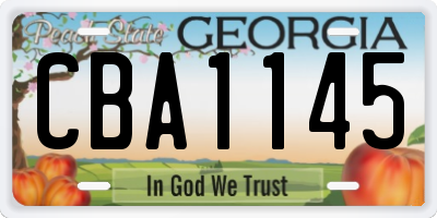 GA license plate CBA1145