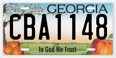 GA license plate CBA1148