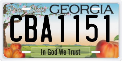 GA license plate CBA1151
