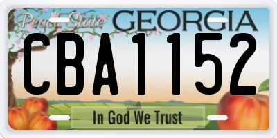 GA license plate CBA1152