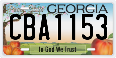 GA license plate CBA1153