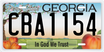 GA license plate CBA1154