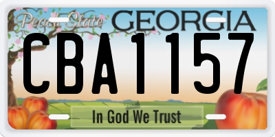 GA license plate CBA1157