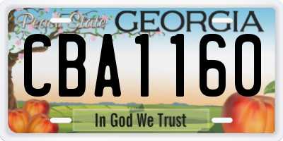 GA license plate CBA1160
